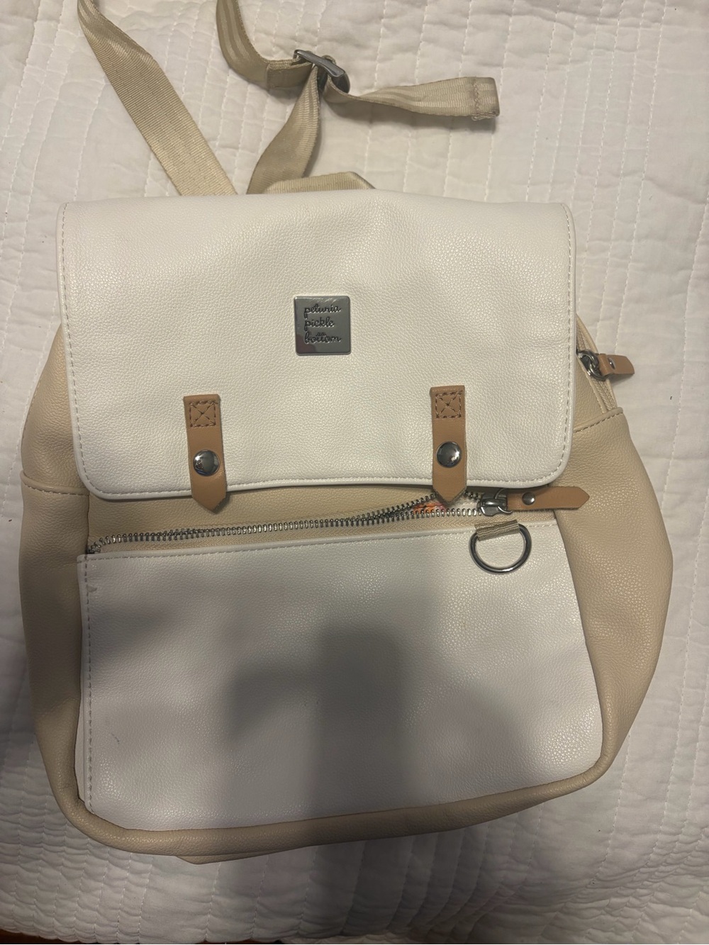 Petunia Pickle Bottom White and Tan Backpack